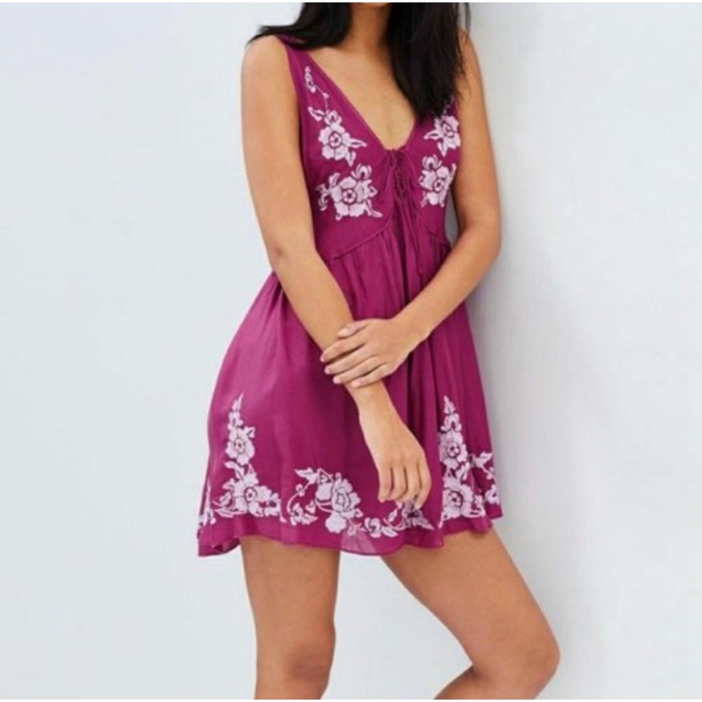 Free People Aida Embroidered Slip Dress Size S